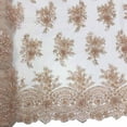 thumbnail image 1 of Vibernum Bridal Lace Sequins Beaded Scallop Fabric for Dresses 52’’ BTY (Blush), 1 of 6