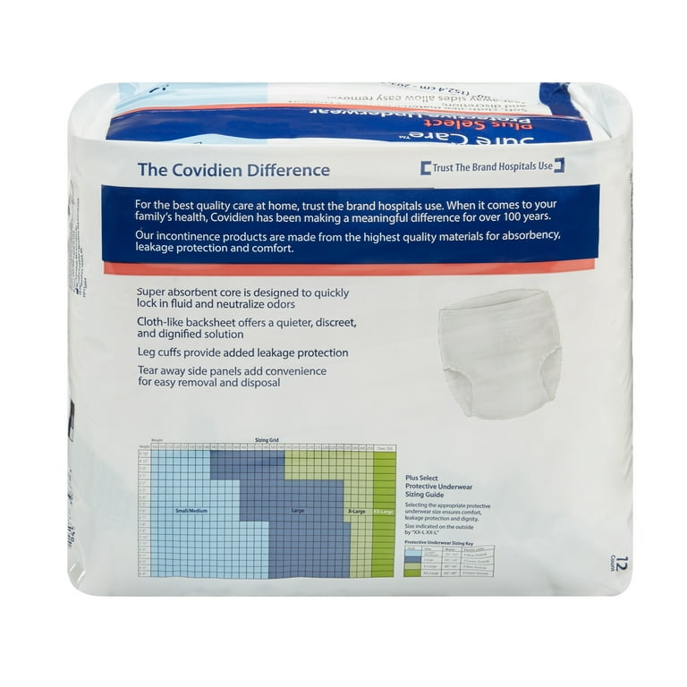 Sure Care Disposable Underwear Pull On with Tear Away Seams 2X-Large,  1560P, Plus Select, 12 Ct 