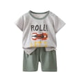 thumbnail image 2 of BRGZLK Toddler Baby Boys Clothes Cotton Cute Car Print Summer Short Sleeve Round Neck T-Shirt Tops Shorts Comfortable Two-Piece Set Baby Boy Loungewear Outfits I 9-12 Months, 2 of 5