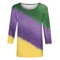 thumbnail image 5 of Going Out Tops for Women Viikei Womens Tops Clearance,Sweatshirts for Women Oversized,Women's Mardi Gras Fashion Printing Casual Round-Neck 3/4 Sleeve T-shirt Blouse Multicolor S, 5 of 5