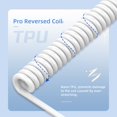 thumbnail image 2 of MAMBASNAKE C02 Coiled Keyboard Cable, Pro Custom USB-C Cable for Mechanical Keyboard, Double-Sleeved TPU Spring Cable for Gaming Keyboard, Type-C to USB-A, Detachable Gold Aviation Connector - White, 2 of 5