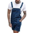thumbnail image 4 of Wepbel One-Piece Working Bib Top Pants Denim Retro Jeans Overalls Summer Men‘s Denim with Hole Shorts Suspender Shorts Jeans, 4 of 6