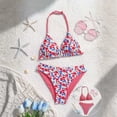 thumbnail image 2 of Pandaie Girl's 2 Piece Swimsuits Floral Gingham Halter Triangle Wireless Bikini Bathing Suit Kids Cute Brief Summer Beach Swimwear 7-8 Years Red, 2 of 5