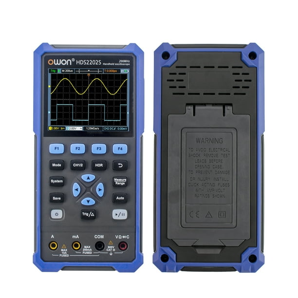 Osciloscopio HDS2202S 3 EN 1 Osciloscopio Digital de Mano Generador de Forma de Onda MultiMetro 200MHz 1GSA/S Osciloscopio Osciloscopio Verdadero RMS 20000 Conteos Multi