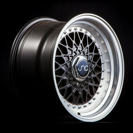 For 15x8 inch (1 Single Wheel Only) JNC Wheels - 15" JNC004 Matte Black Machined Lip Rim - 4x100/4x114.3 JNC Wheels-18510201798