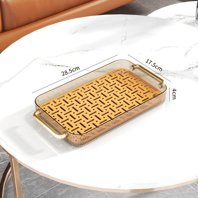 Drainage Drain Tray with Handles Non Slip cup trays decorative for Party Table Living Room Orange
