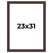 23x31 Frame Brown Round Mahogany Solid Wood Picture Frame | 1.625 Inch Moulding Width | with UV