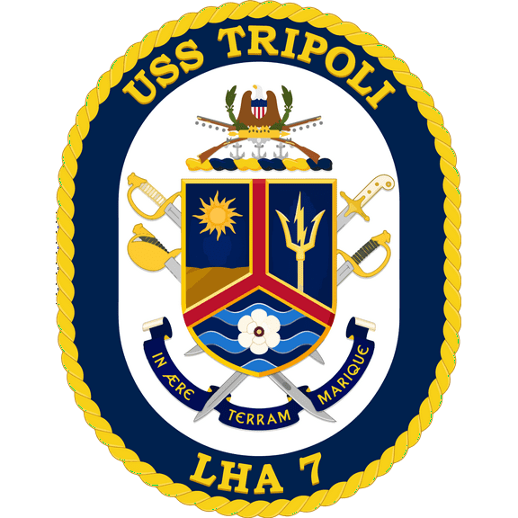 USS Tripoli LHA-7 Badge Sticker Decal America Class Amphibious assault ship Car Sticker Bumper Sticker for Car Emblem - 4 inch