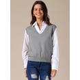 thumbnail image 3 of DARING DIVA Women's Uniform V Neck Knit Sleeveless Sweater Tank Tops S Grey, 3 of 6