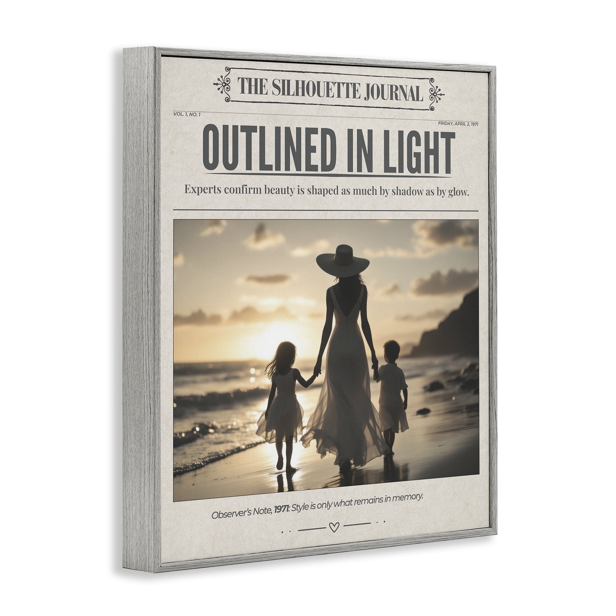 Stupell Industries Outlined In Light Newspaper Gray Framed Giclee Art, design by A Barefoot Stylist