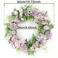 thumbnail image 3 of EZPXFC15.7'' Artificial Wreath – Purple Peony & Hydrangea Main Design with Mixed Flowers/Leaves, Silk Fabric Grapevine Base, Versatile Decor for Mother's Day/Valentine's Day/Wedding/Front Door/Home, 3 of 9