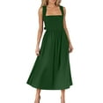 thumbnail image 2 of Blczomt Dresses Women Elegant Formal Wedding Guest Dresses Smocked Halter Square Neck Party Green Women Clothing, 2 of 5