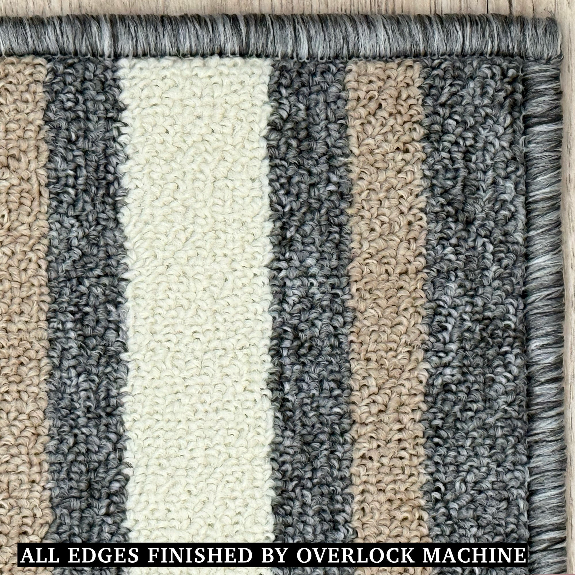 Custom Size Anti-Slip Machine Washable Loop Pile Bordered Gray Runner Rugs ( 6' x 36")