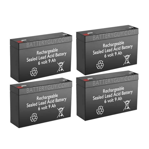 BatteryGuy 6v 9Ah High-Rate rechargeable Sealed Lead Acid battery Set of Four