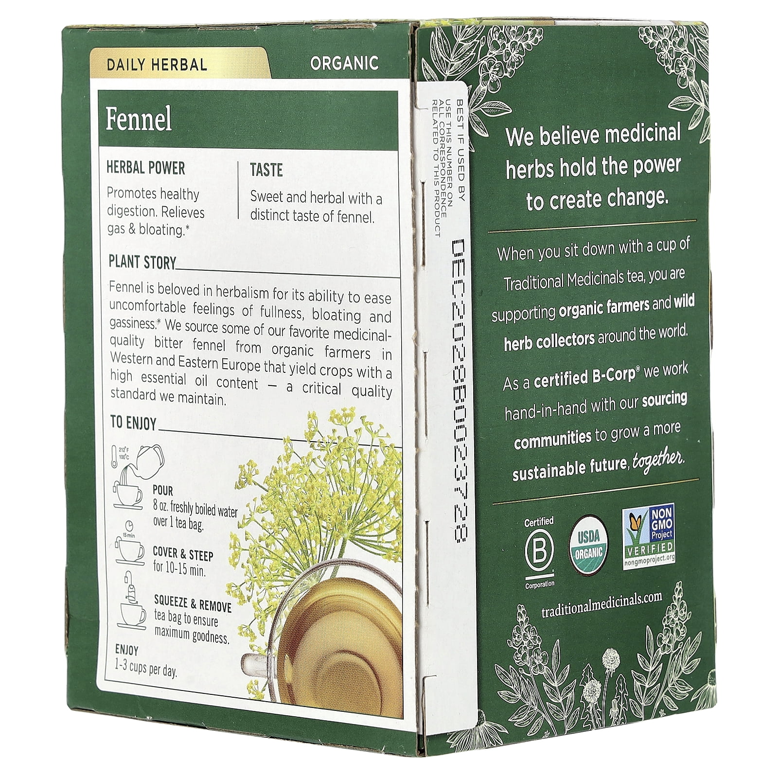 Traditional Medicinals, Herbal Tea, Fennel 16 Bags, Organic Non