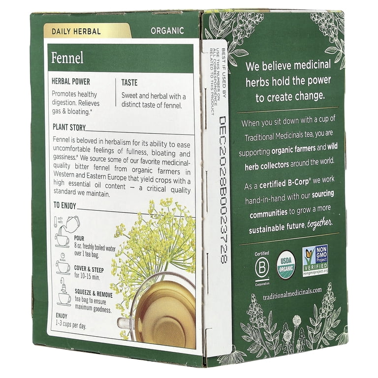 Traditional Medicinals, Herbal Tea, Fennel 16 Bags, Organic Non