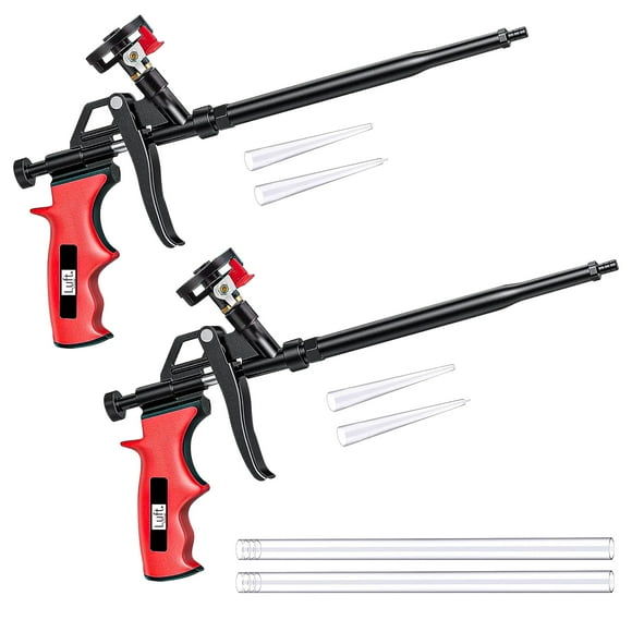 Luft Professional Expanding Foam Spray Gun (2 Insulation Guns + 6 Extenders) PU Insulating Applicator Heavy Duty Metal Body Dispensing Foam Gun Suitable for Caulking, Fil