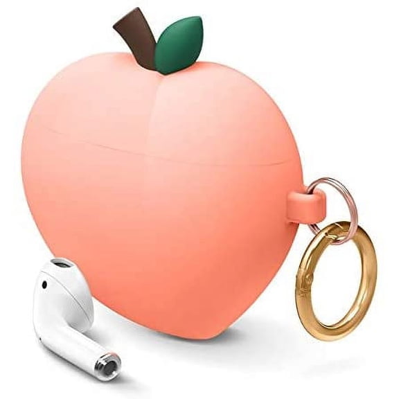 elago Peach AirPods Case Cover Compatible with Apple AirPods Case, 3D Cute Design Case Cover with Keychain for Apple AirPods Case (Peach)
