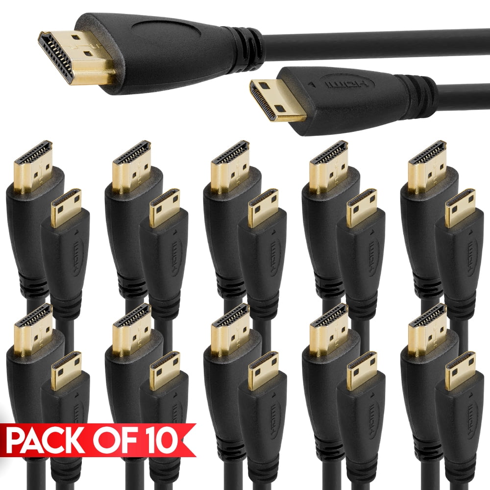 Cmple [10 PACK] 10 Feet Mini HDMI Cord, Mini HDMI to HDMI Cable