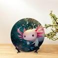 thumbnail image 6 of Balery Whimsical Axolotl Fantasy Print Bone China Decorative Plate Ceramic Dinner Plates Art Crafts with Display Stand-7in, 6 of 6