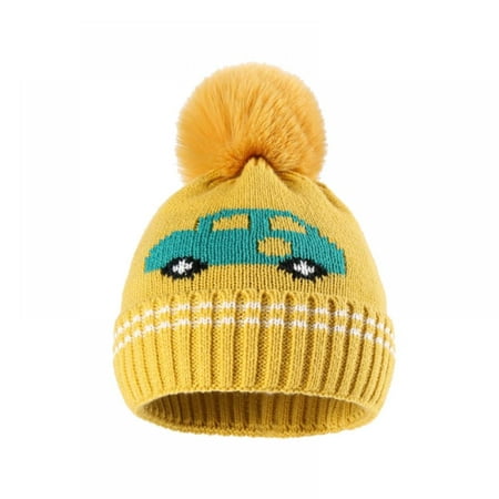 

Kids Winter Hat Toddler Knitted Beanie Hat Faux Fur Pom Pom Cap Baby Girls Boys Beanies Hat
