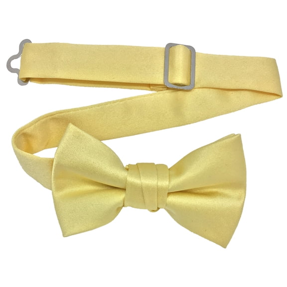 Boy’s Yellow Formal Satin Pre-Tied Bow Tie in a Variety of Colors by Spencer J’s Signature Satin Collection