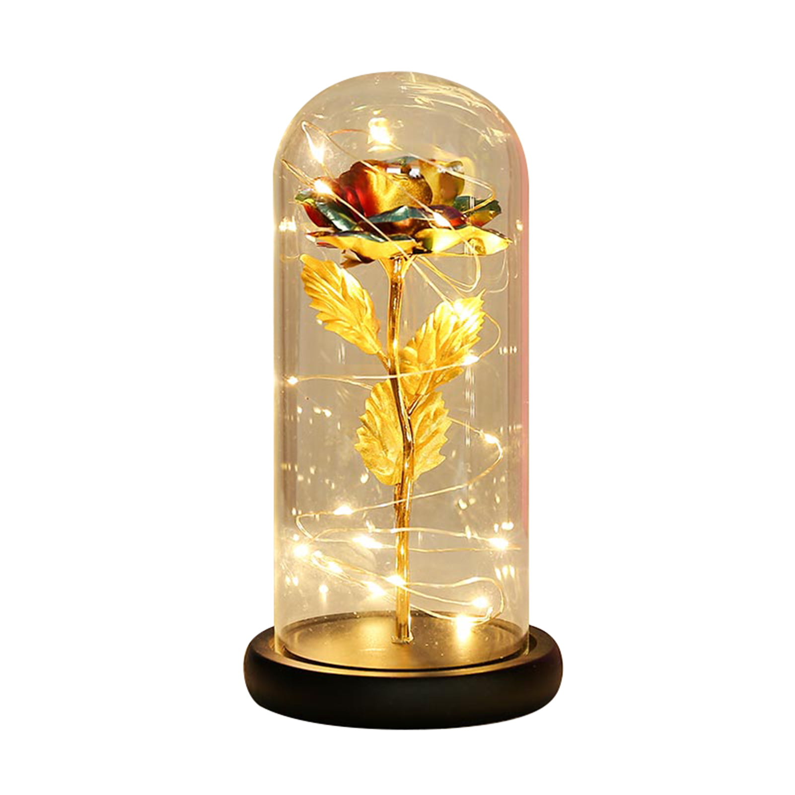 Romantic Rose Flower Night Light 20 LED Glass Bottle Lamp for Valentine's Day 