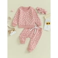 thumbnail image 2 of Gupgi 0-3 Years Baby Girls Outfit, Flower Print Long Sleeve Sweatshirt Sweatpants Headband Outfit, 2 of 9