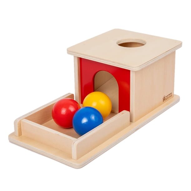 Caja Object Permanence Adena Montessori con bandeja y 3 bolas