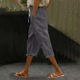 thumbnail image 2 of Women's Casual Beach Trousers in Soft Cotton Linen Blend with Elastic Waist Comfortable Solid Color Summer Pants, 2 of 8