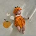 thumbnail image 2 of Zwiiyzr Infant Baby Boy Girl Onesie 2-15 Months Jumpsuit with Hat Sleeveless Cotton Rompers Winter Festival Warm Pumpkin Outfits Orange, 2 of 7