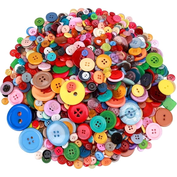 TAETOE 1500 pcs Round Resin Buttons Mixed Color Assorted Sizes for Crafts Sewing DIY Manual Button Painting DIY Handmade Ornament Buttons Easter Egg Fillers Decorative, 2 Holes and 4 Holes
