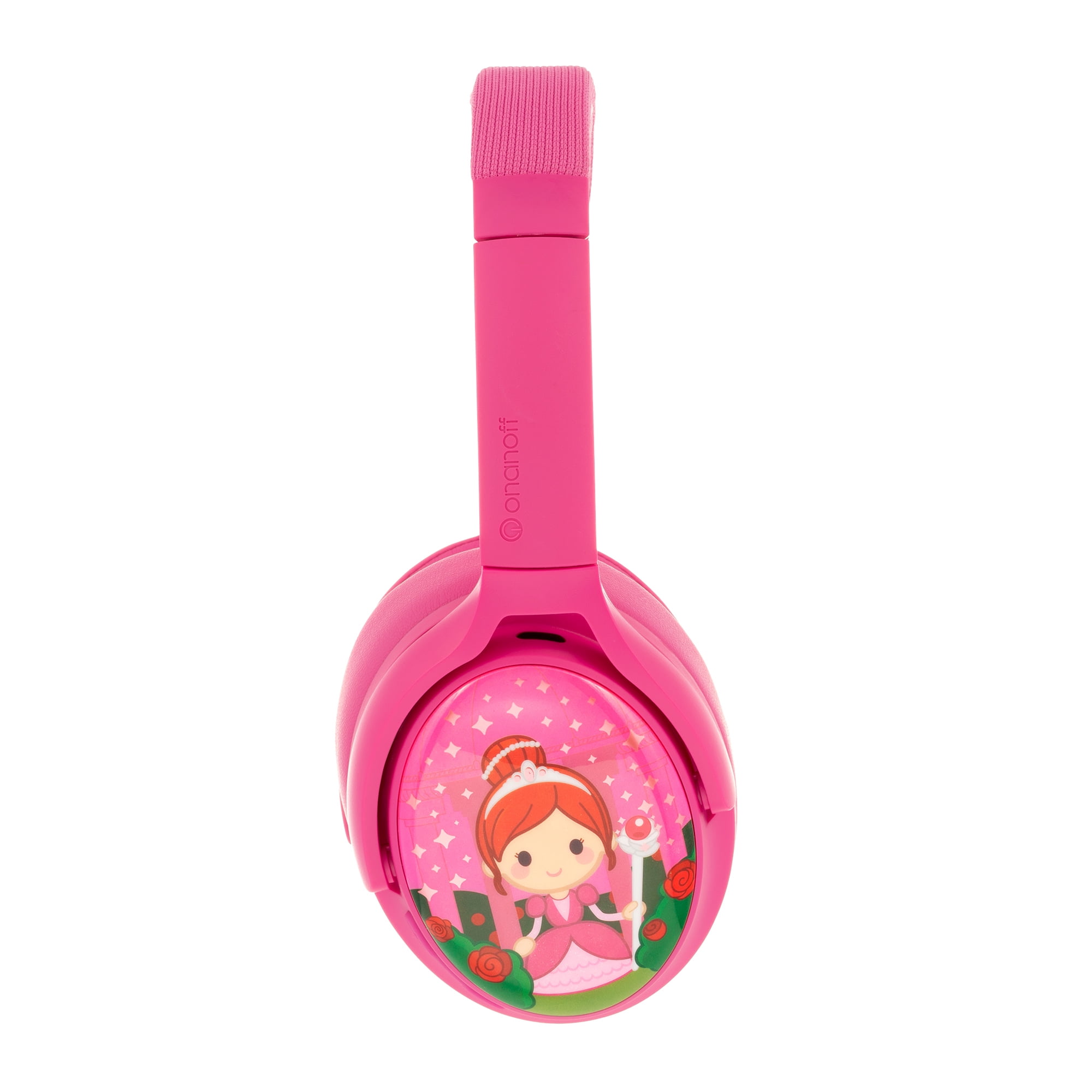 BuddyPhones Cosmos+, Over-Ear Bluetooth Wireless Noise Cancelling Kids Headphones with Detachable Boom Mic, 3 Volume Limiting Settings, Voice Enhance StudyMode, 24-Hrs Battery, Foldable, Rose Pink