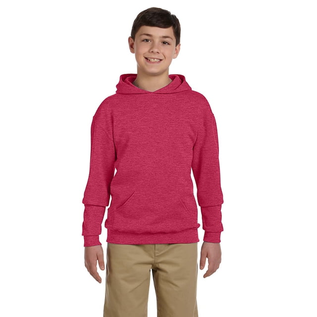 Jóvenes 8 oz. NuBlend® Fleece Pullover Sudadera con capucha VINT HTR RED M Jerzees 996Y