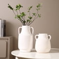 thumbnail image 3 of White Ceramic Vases Set of 2, Large Decorative Vase for Flowers, Farmhouse Terracotta Vases for Home Decor, Rustic Vintage Vases for Living Room, Kitchen, Bedroom, Office, Coffee Table, 3 of 9