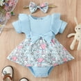 thumbnail image 2 of Edvintorg 0-18Months My 1St Easter 2025 Toddler Girl Outfits Set Kawaii Rabbit Printed Ruffled Short Sleeve Bodysuit Rompers and Headwear Cotton Girl Set Clothes, 2 of 5