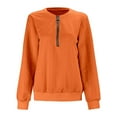 thumbnail image 4 of Fiaer Quarter Zip Women Sweatshirts Crew Neck Plus Size Long Sleeve Jacquard Pullovers Baggy Casual Fashion Tops Orange XL, 4 of 7