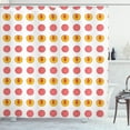 thumbnail image 1 of Peach Shower Curtain, Rhythmic Delicious Food Healthy Summer Fruit Print on Plain Backdrop, Fabric Bathroom Set with Hooks, 69W X 75L Inches Long, White Coral Earth Yellow, by Ambesonne, 1 of 3