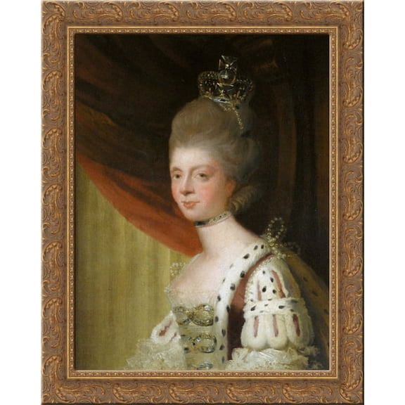 Portrait of Queen Charlotte 20x24 Gold Ornate Wood Framed Canvas Art by Reynolds, Joshua
