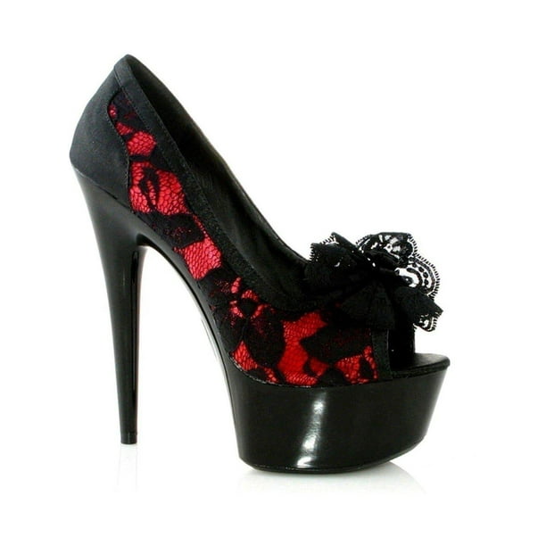 Lace peep toe pumps top