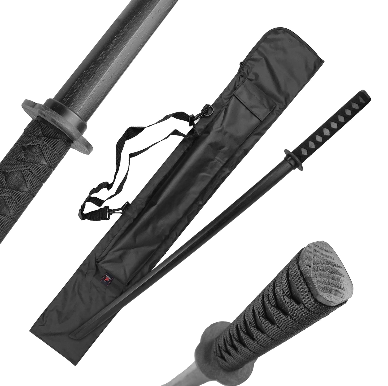 Polypropylene Rubber Samurai Training Katana Swords Larp Cosplay Black Handle 