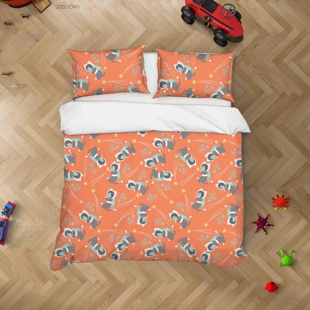 3D Space Animal Cute Rainbow Pattern Quilt Cover Set Bedding Set Duvet Cover