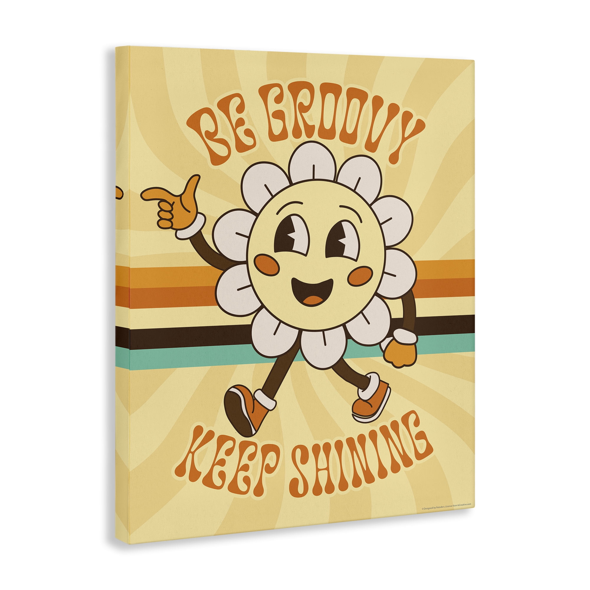 Stupell Industries Be Groovy Keep Shining Text & Numbers Painting Wrapped Canvas Art Print Wall Art, 36 x 48