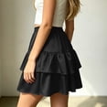 thumbnail image 5 of Busydd Women's Mini Skirt Casual Solid Color Elastic Waist Summer Skirts for Women Fashion A-Line Tiered Skirts S, 5 of 7