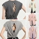 thumbnail image 5 of Camiseta deportiva para mujer Hollow Out Split Back O Neck Short, 5 of 8