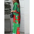 thumbnail image 4 of Pudcoco Robe Longue Femme Mode Imprimé Col Rabattu Boutonnée Manches Longues Automne Décontractée Chemises Amples, 4 of 6