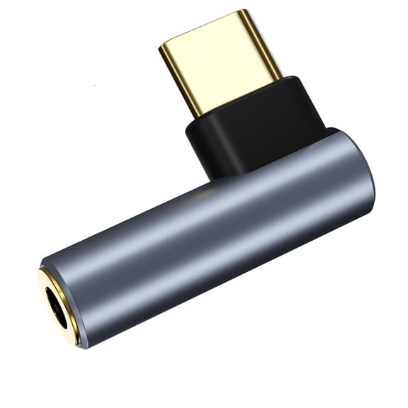 Right Angle Type C to 3.5mm Headphone Plugs Dongle Type C to 3.5mm Auxiliary Sound Adapter Aluminum Adapter for Smartphones Use