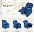 thumbnail image 4 of Infans Kids Youth Recliner Chair Velvet Fabric w/Cup Holder & Side Pocket Blue, 4 of 7