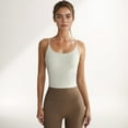 thumbnail image 2 of Women's Spaghetti Strap Activewear Tank with Built-In Bra and Seamless Longline Fit for Workout or Yoga - X Large, Ivory, 2 of 7