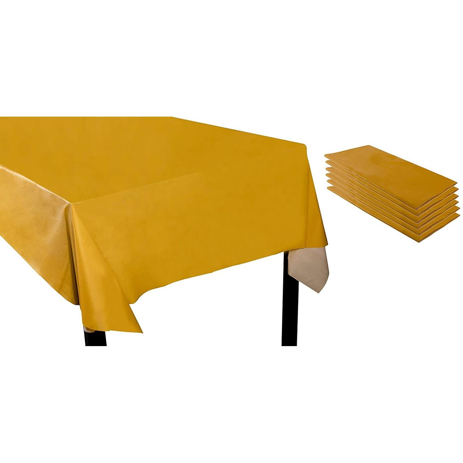 Yellow NA Disposable Tablecloth Rectangle PE Table Cover Oil Stain Resistant Tablecloth Protector 54 x 108 inches